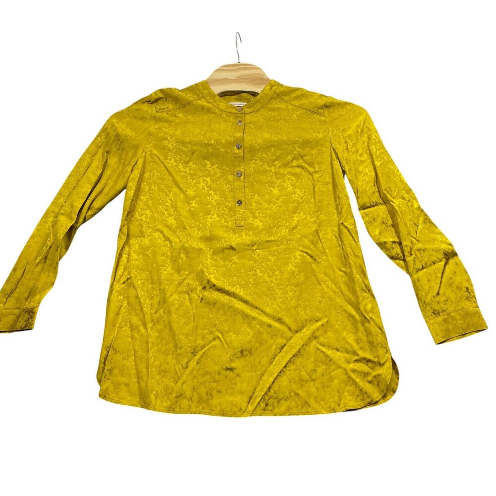 Soft Surroundings Large Gold Tunic Suranya 100% Viscose 1/2 Button Up